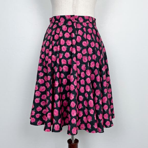 Vintage 90s Next Collection UK Rose Printed Floral Satin Circle Skirt - Picture 8 of 11